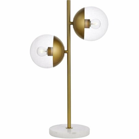 CLING Eclipse 2 Light Table Lamp with Clear Glass, Brass CL2961434